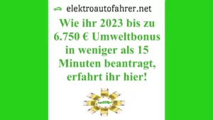 BAFA Antrag Elektroauto Unterlagen richtig ausfüllen. Ausfüllhilfe um bis zu 6.750 € Umweltbonus für 2023 in weniger als 5 Schritten zu erhalten. Auf www.elektroautofahrer.net erhaltet ihr ein Youtube Videolink zur Ausfüllhilfe der Dokumente des BAFA Antrag für euer E-Auto. Dort erfahrt ihr etwas über die Bearbeitungszeit der BAFA-Förderung für euer E-Auto und die Dauer bis zur Auszahlung eurer Umweltprämie. Wenn ihr den Antrag für euer Elektroauto beim BAFA schon vor einigen Wochen eingereicht habt, bekommt ihr in dem Blogartikel auch einen Link um den Status abzurufen.
