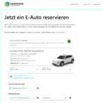 Mietwagenvergleich Elektroauto mit Auswahl Mietzeitraum für Probefahrt mit Wochenendmiete.