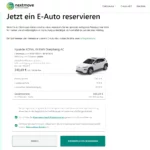 Bestätigung AGB und kostenpflichtige Reservierung der Miete des Elektroautos.