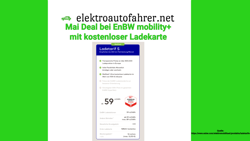 Kostenlose EnBW Ladekarte im Mai 2025 sichern – für Neu- und Bestandskunden.